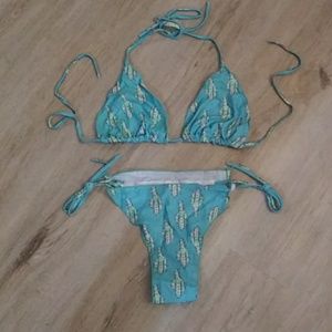 NWOT Cactus tie triangle bikini - Teal